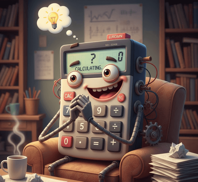 A fun character waiting for health calculation results